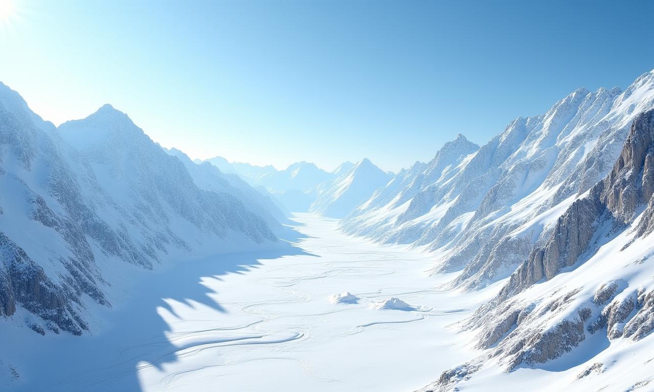 Paysage glaciaire alpin majestueux sous un ciel clair